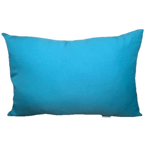 Pier 1 Indoor/Outdoor Lucky Dice Lumbar Pillow Turquoise Blue Yellow 17x12 EUC - Picture 2 of 5